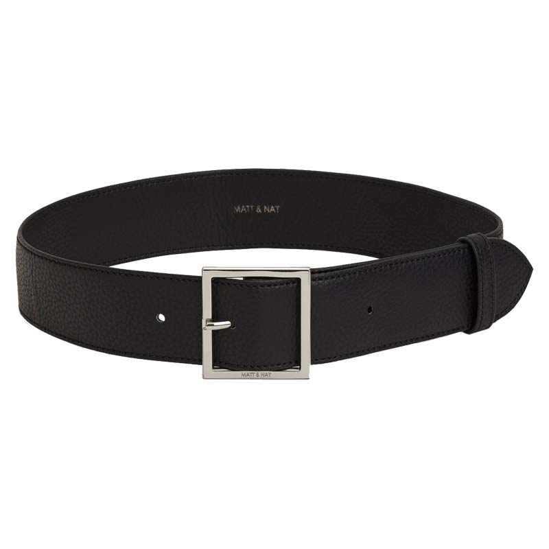 A Black Symmetrical Buckle Belt, Simple Faux Leather Chinese