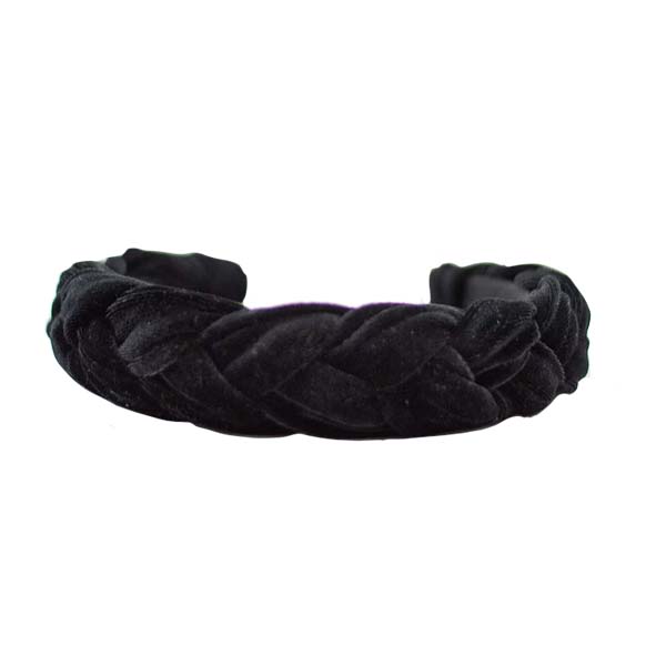 Braided Velvet Headband - Black