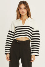 Load image into Gallery viewer, Crescent Corbin Striped Polo Knit Top
