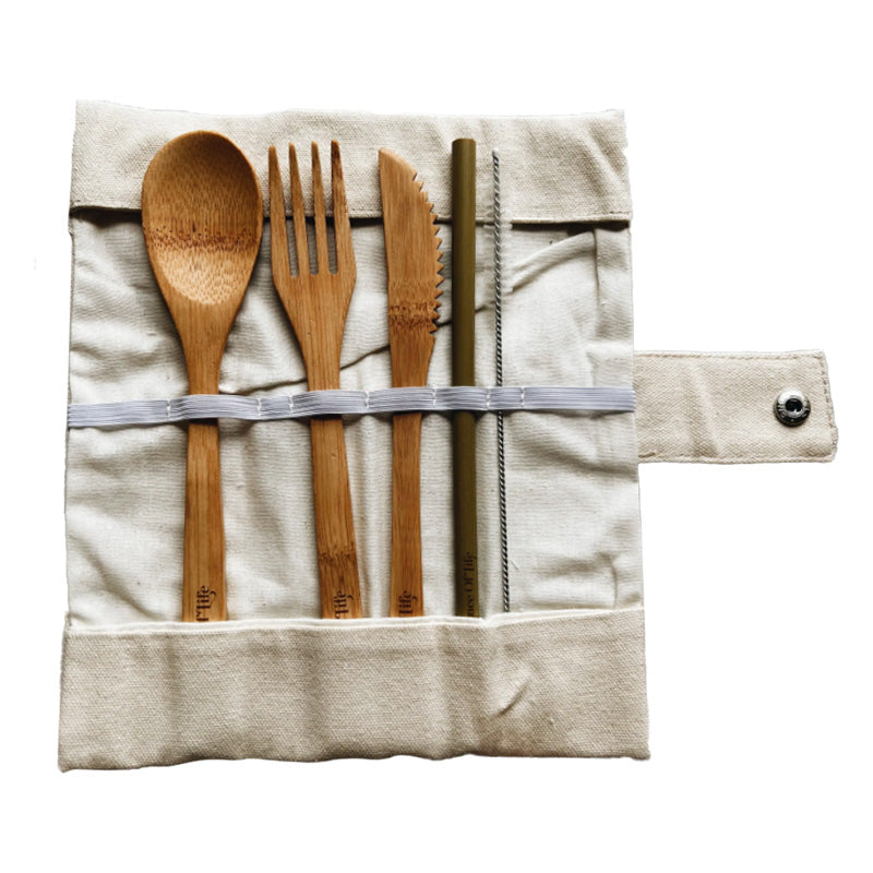 Bamboo Utensil Set with Pouch