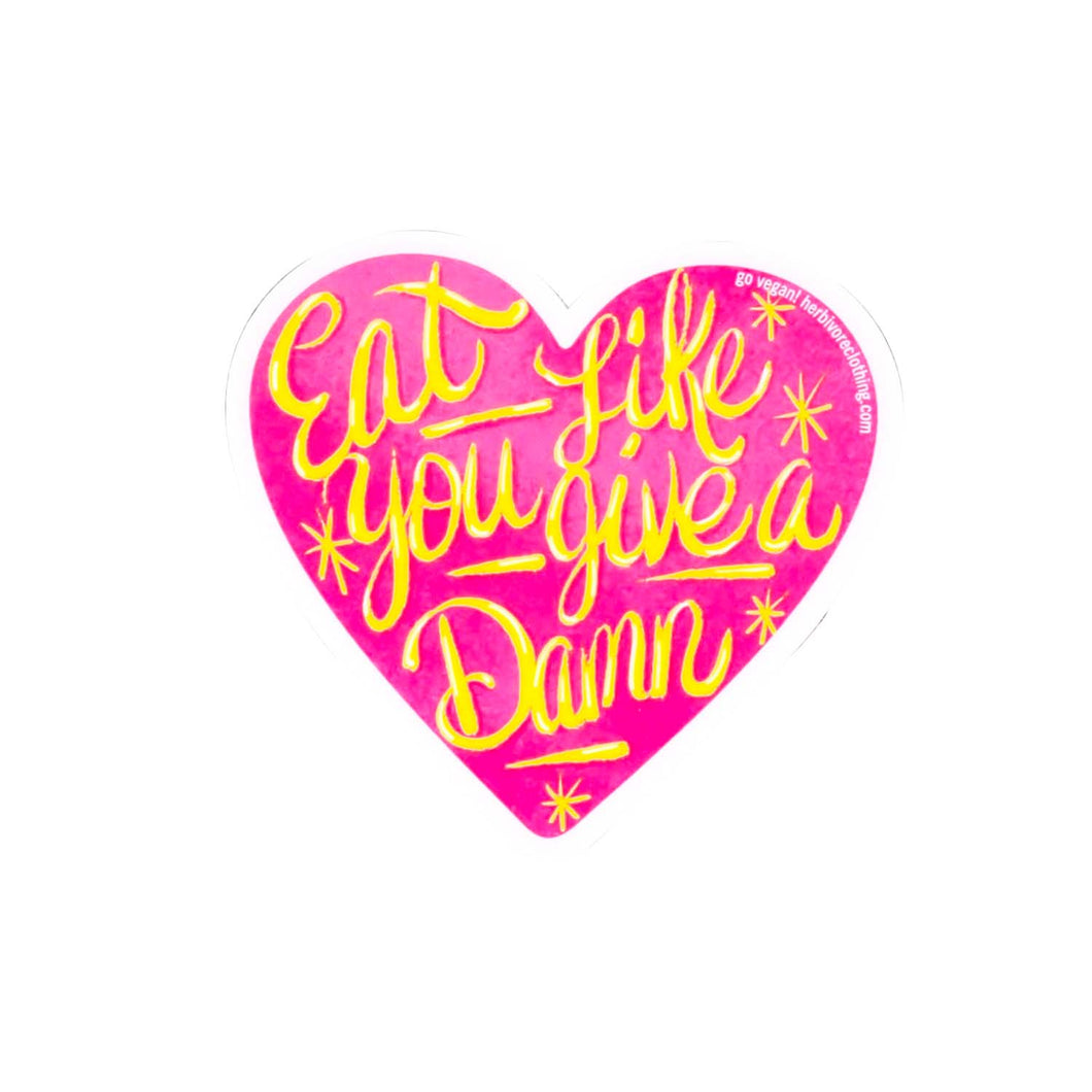 'Eat Like You Give a Damn' Pink Heart Sticker