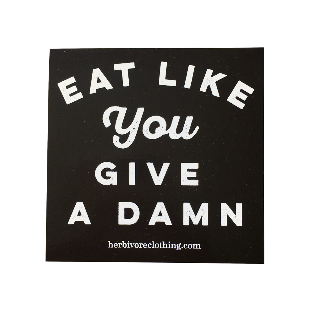 'Eat Like You Give a Damn' Black Sticker
