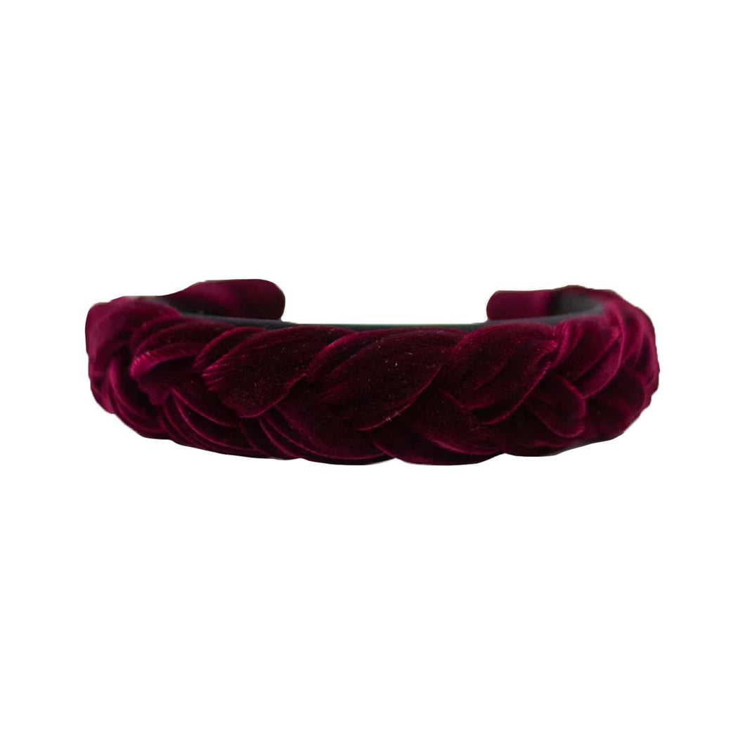 Braided Velvet Headband - Merlot