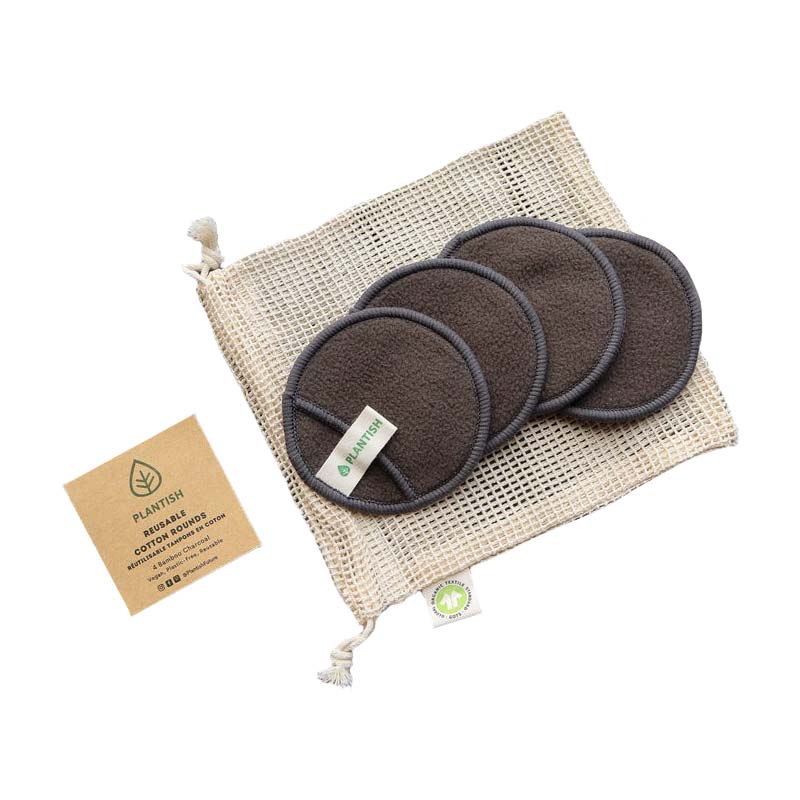 Reusable Bamboo Charcoal Cotton Rounds - Pack of 4