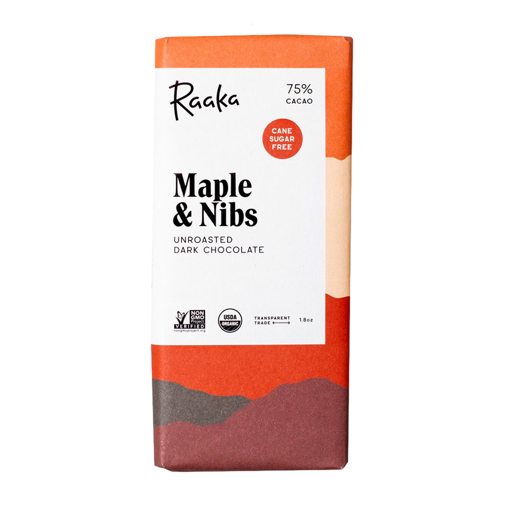 CLEARANCE - Raaka Maple & Nibs 75% Chocolate Bar - 51g