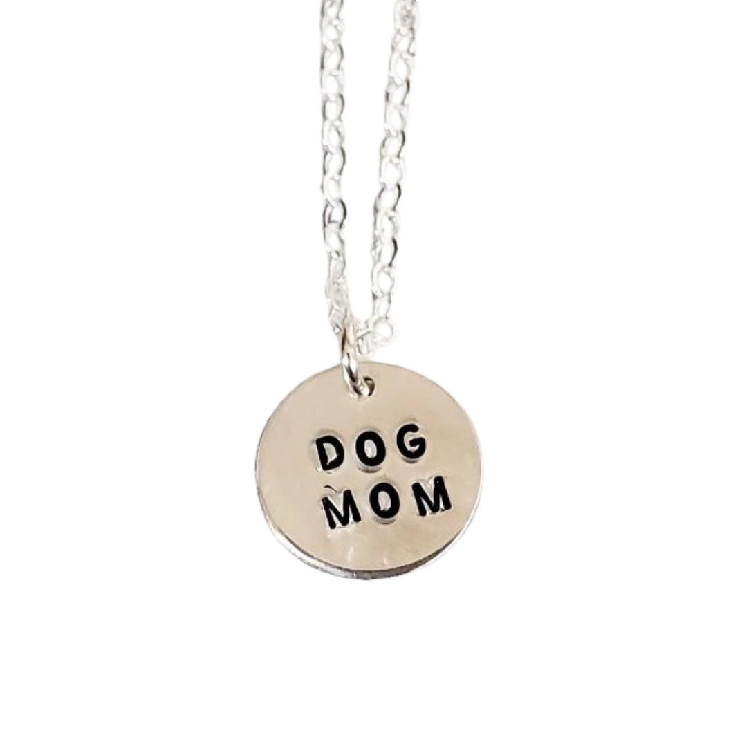 'Dog Mom' Sterling Silver Disc Necklace
