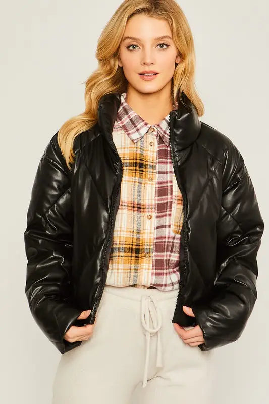 Vanilla Monkey Cropped Puffer Jacket - Black