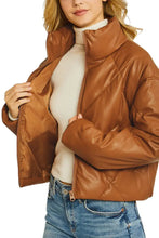 Load image into Gallery viewer, Vanilla Monkey Cropped Puffer Jacket - Brown
