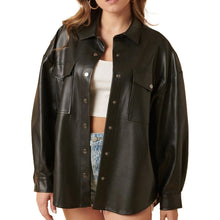 Load image into Gallery viewer, Faux Leather Shacket - Black
