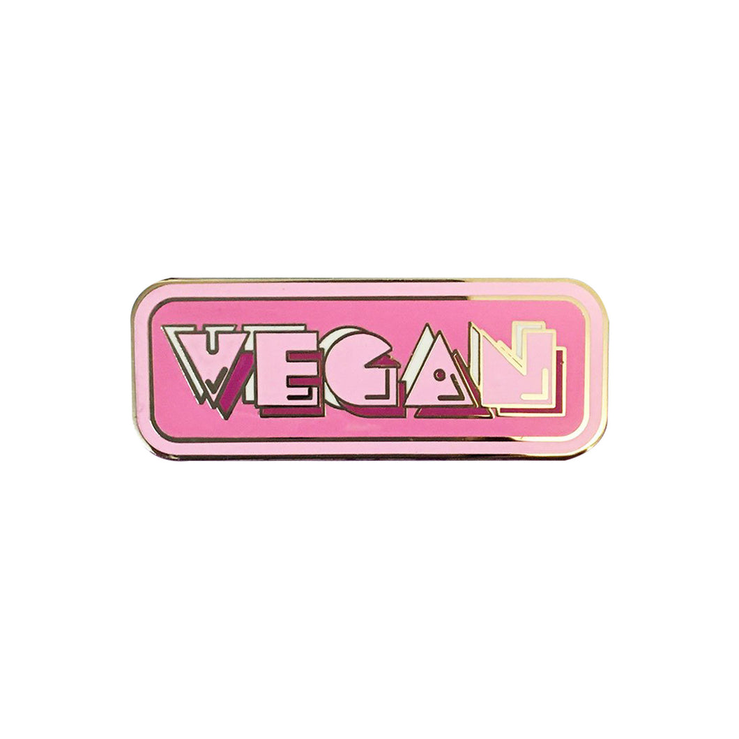 Pink 'Vegan' Pacman Enamel Pin