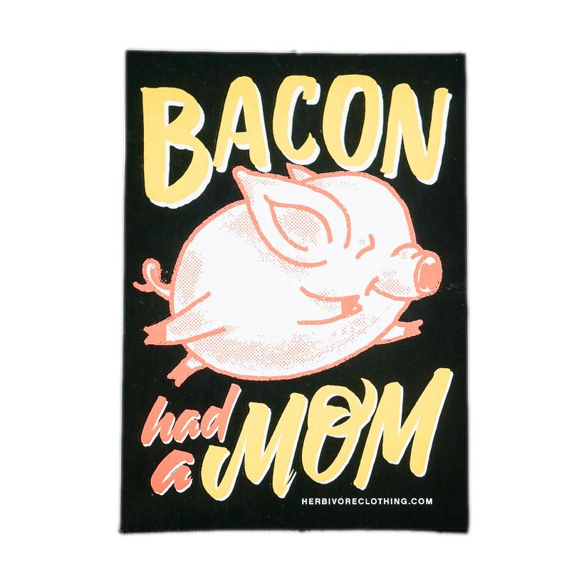 'Bacon Had A Mom' Coral/Yellow Sticker