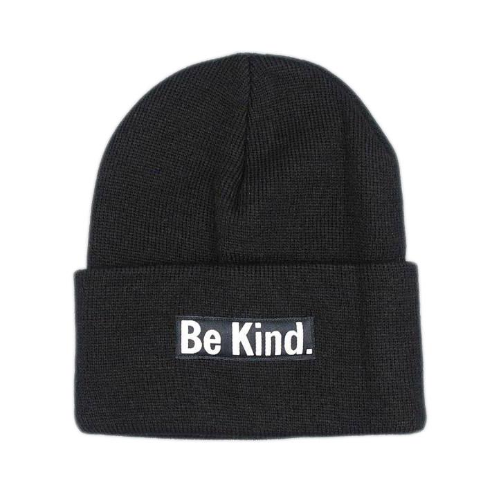 'Be Kind' Cuffed Black Beanie