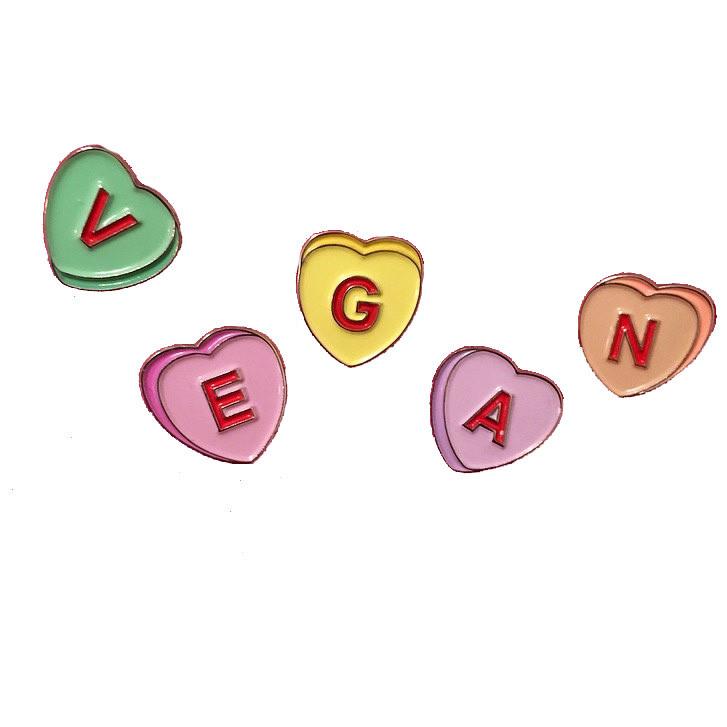 Vegan Candy Hearts Enamel Pin
