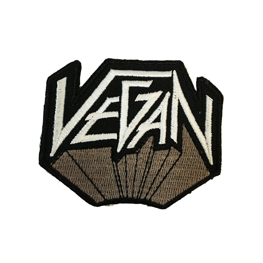 'Black & White Vegan Metal' Iron On Patch - Friend & Faux