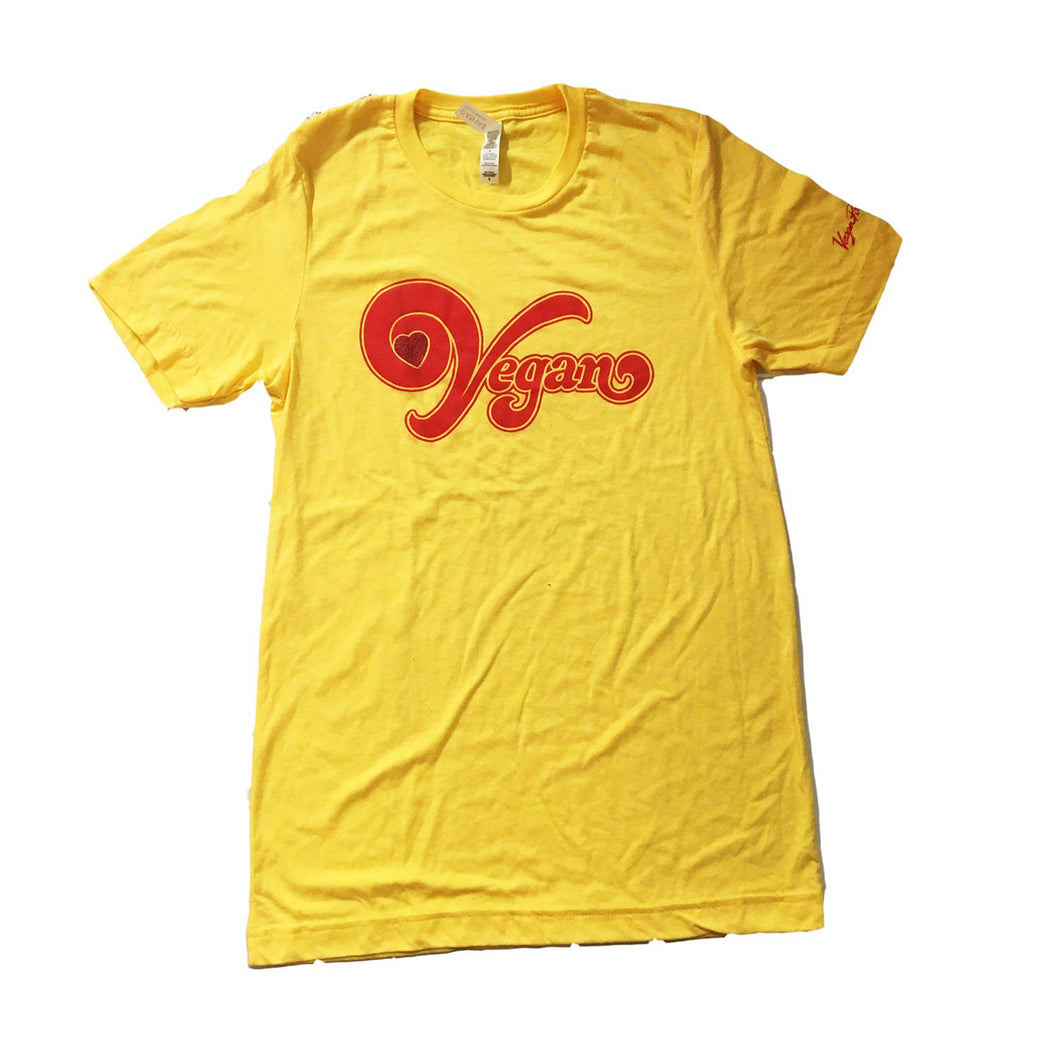 Vegan Power Co 'Vegan Heart' Yellow Unisex T-Shirt